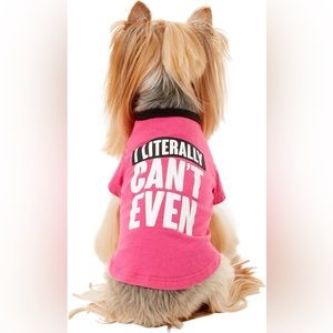 Pup Crew “I Literally Can’t Even” Sassy Novelty Graphic Pink Tee for Dogs 🐶🐾🐕